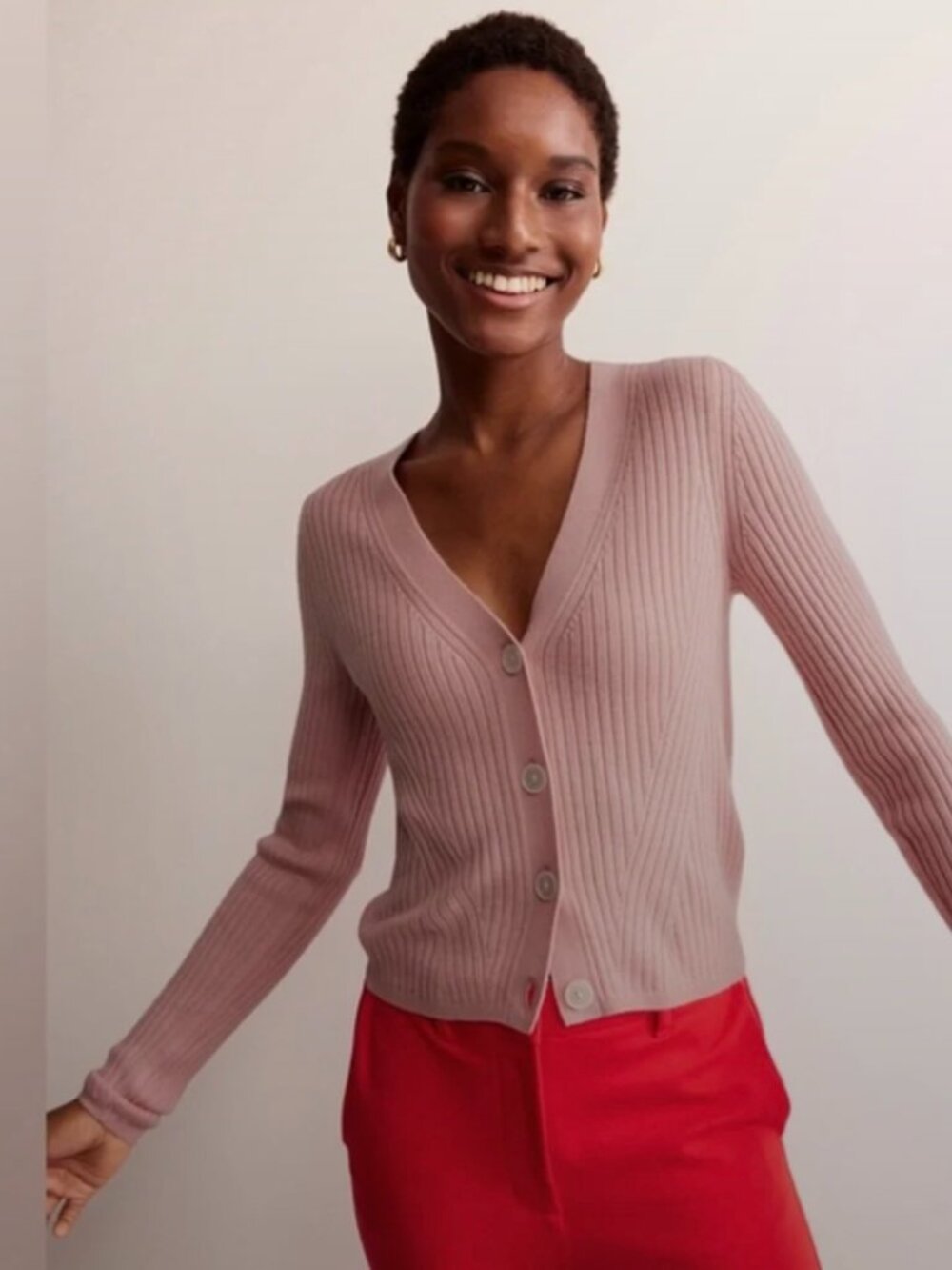 Boden 100% Merino Cardi Size M Pink